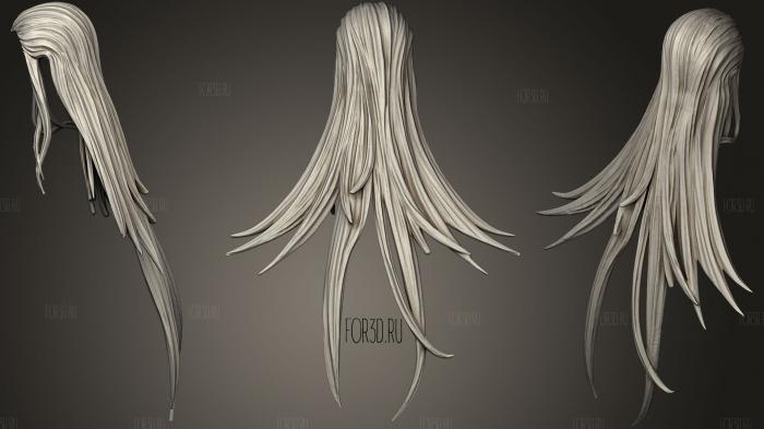 Stylized Hair 08 stl model for CNC